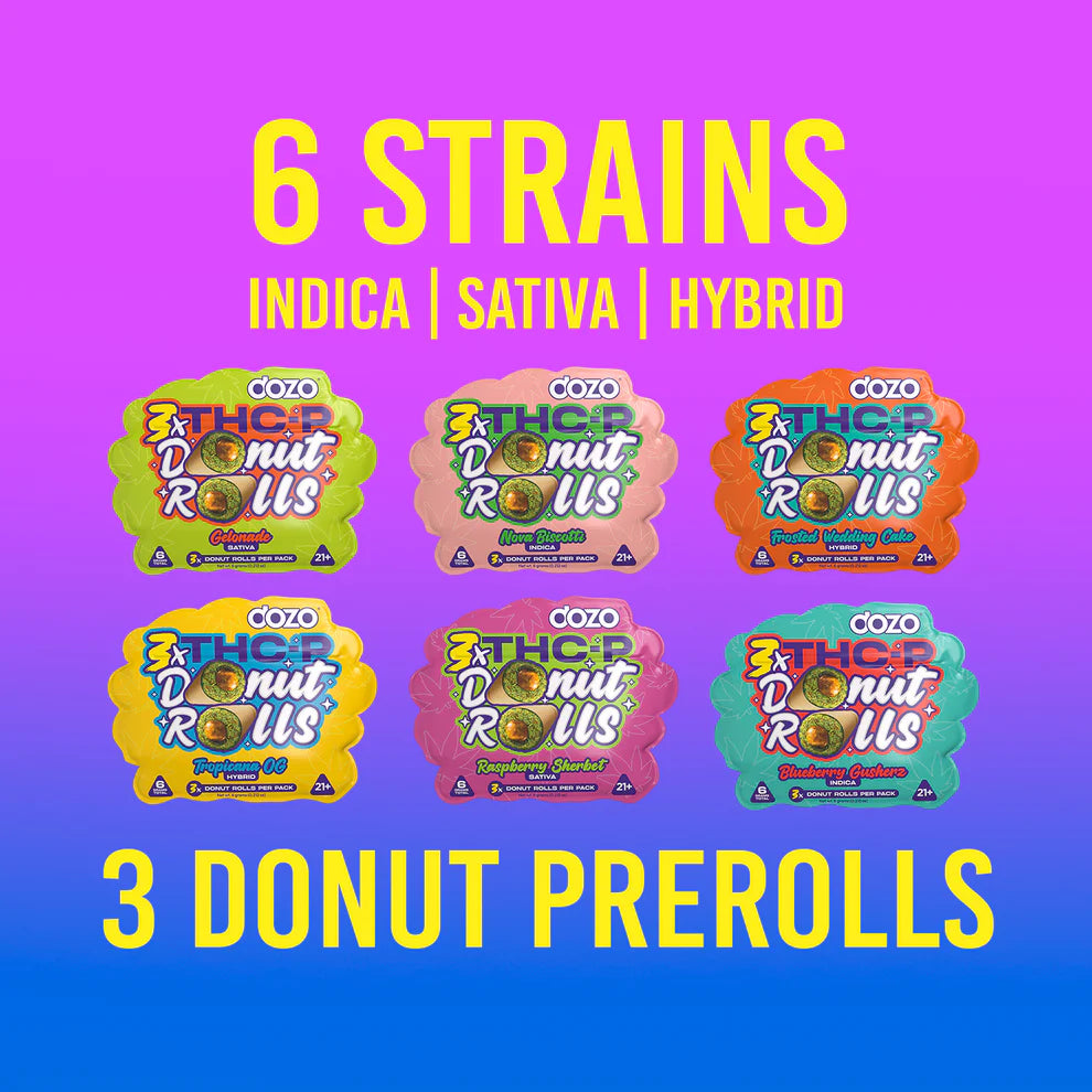 Dozo Donut Rolls THCP Prerolls 3pk | 6g